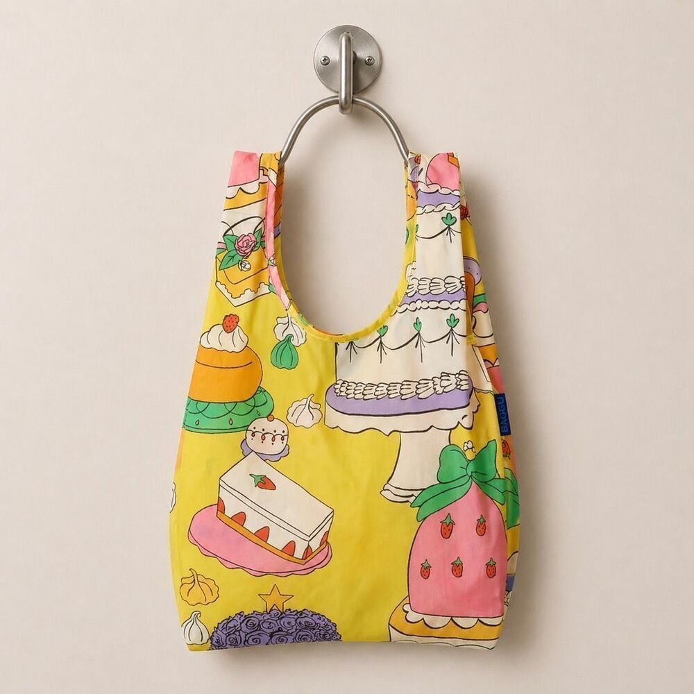 Baggu Standard Patisserie Print Recycled Ripstop Nylon Reusable Tote Bag
